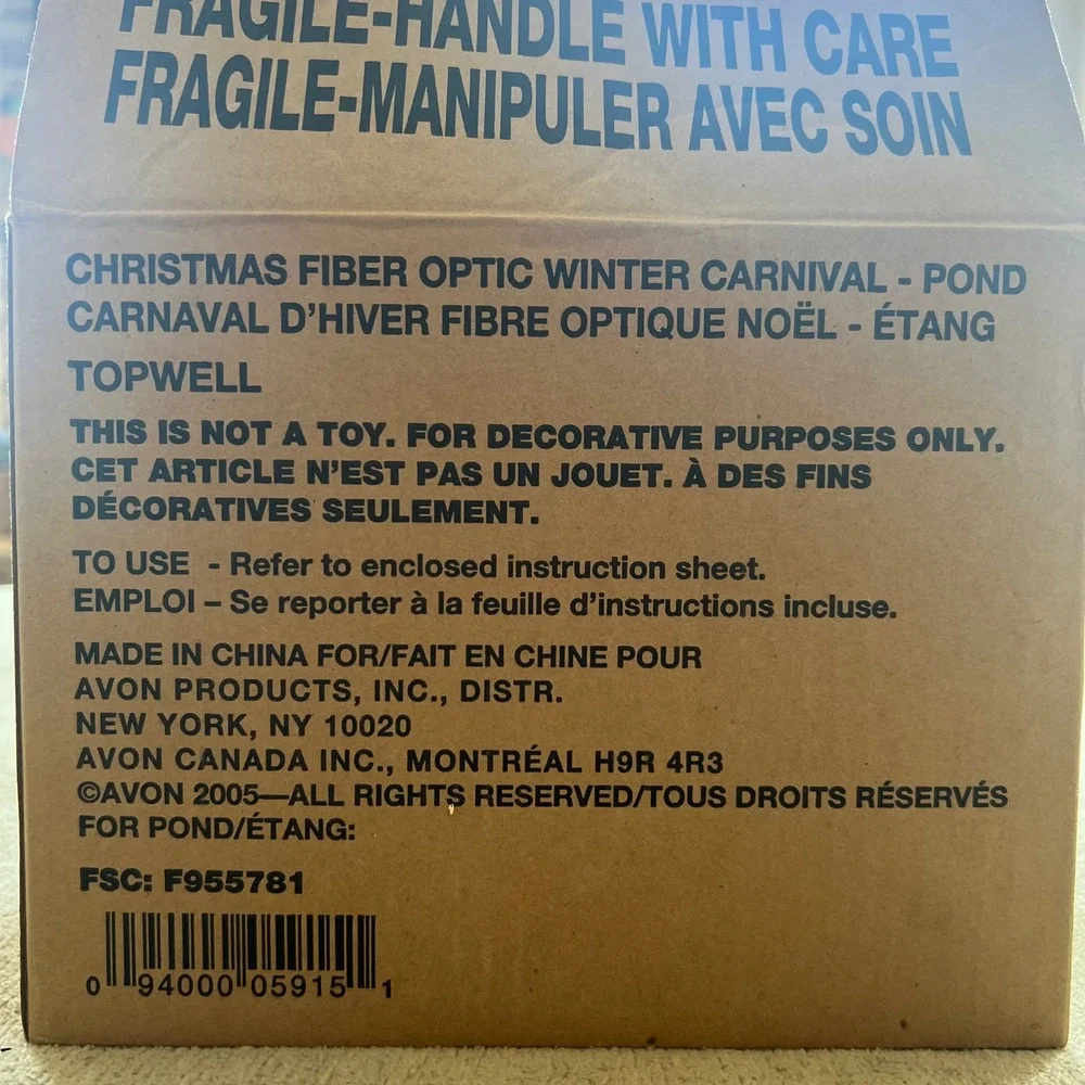 Vtg Avon Fiber Optic Winter Carnival Pond Christmas Village 2005 Topwell F955781